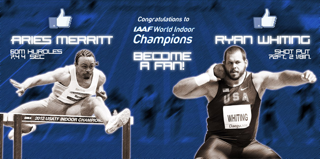 Like World Champions, Aries Merritt and Ryan Whiting on Facebook